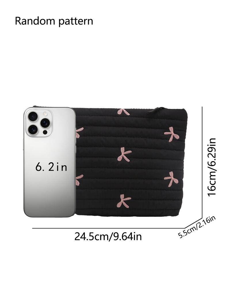 Solid color quilted design clutch bag, large capacity zipper travel storage bag, women's portable travel storage bag, back to school season, suitable for daily commuting and travel, school portable bag, Quilted Purse