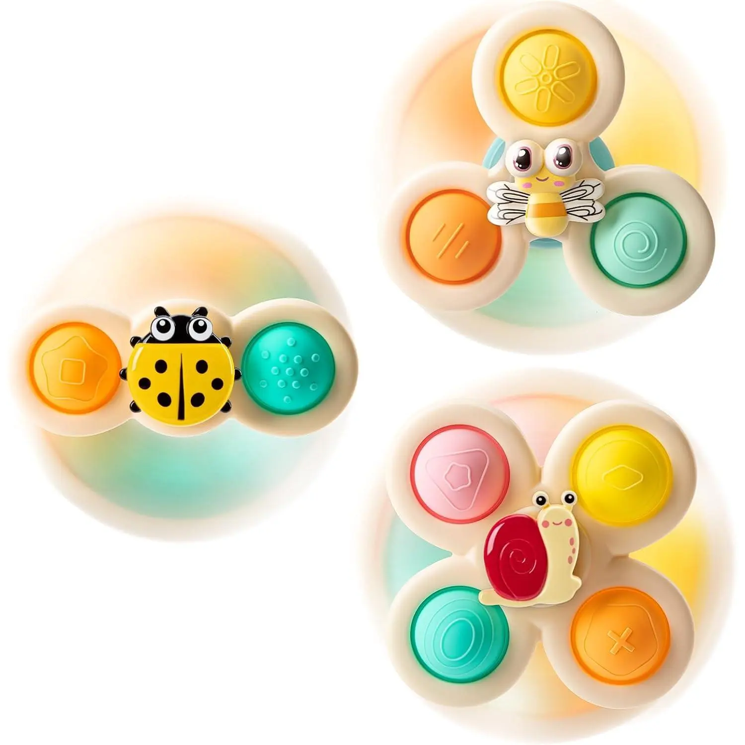 3-Piece Suction Cup Spinner Toys  1-3 Year Old Boys & Girls - Spinning Sensory Toys  Toddlers 12-18 Months - First Birthday Gifts New model