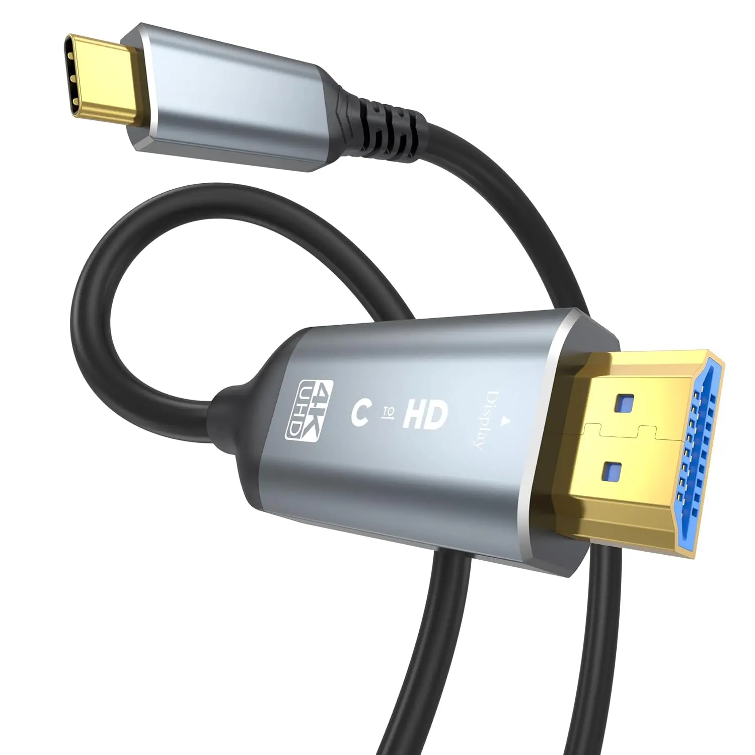 B C to HDMI Cable 6ft, 4K@30Hz B Type-C to HDMI Cord for Laptop, Tablet, Monitor, TV (Thunderbolt 5/4/3) Compatible with iPhone 16/15/Galaxy S25/MacBook Pro Air/iPad Pro/Surface Pro