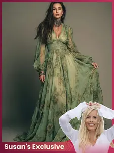 Women's Fashion Long Sleeve Chiffon Dress, Print Back Zip V Neck Waist Cinch, Comfortable Soft Fabric, Party Wedding Gown