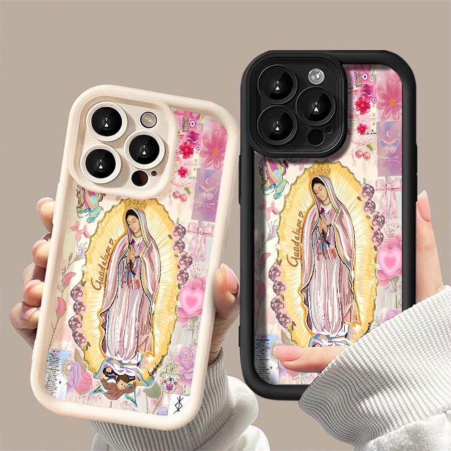 Phone Case: 1pc Religious Art Flower Pattern Phone Case Suitable for Apple iPhone 17 E Air Pro ProMax iPhone16 15 14 Plus 13 12 Mini 11 X XS XR Antidrop Phone Case Camera Protection Phone Case Light Luxury Style Elegant Can