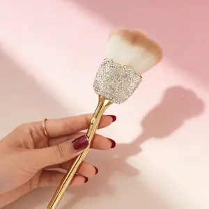 New Rhinestone Makeup Brush, Large Soft Bristle Powder Brush, Luxury Handmade Gift, Travel-Friendly Beauty Tool for Women and Girls