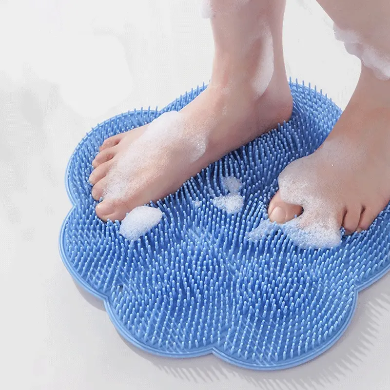 Silicone Suction Cup Back Scrubber Pad, Bath Brush & Foot Scrubber Tool, Bathroom Massage Accessory for Easy Cleaning