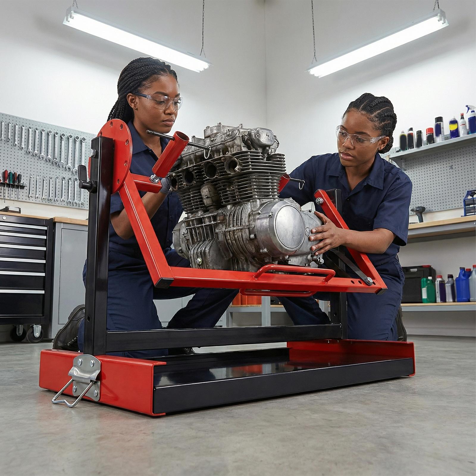 Motorcycle Engine Stand Easy Assembly Rotating Dirt Bike Engine Stand Adjustable for Vertical-Type Single Cylinder 2 Or 4-Stroke NEW