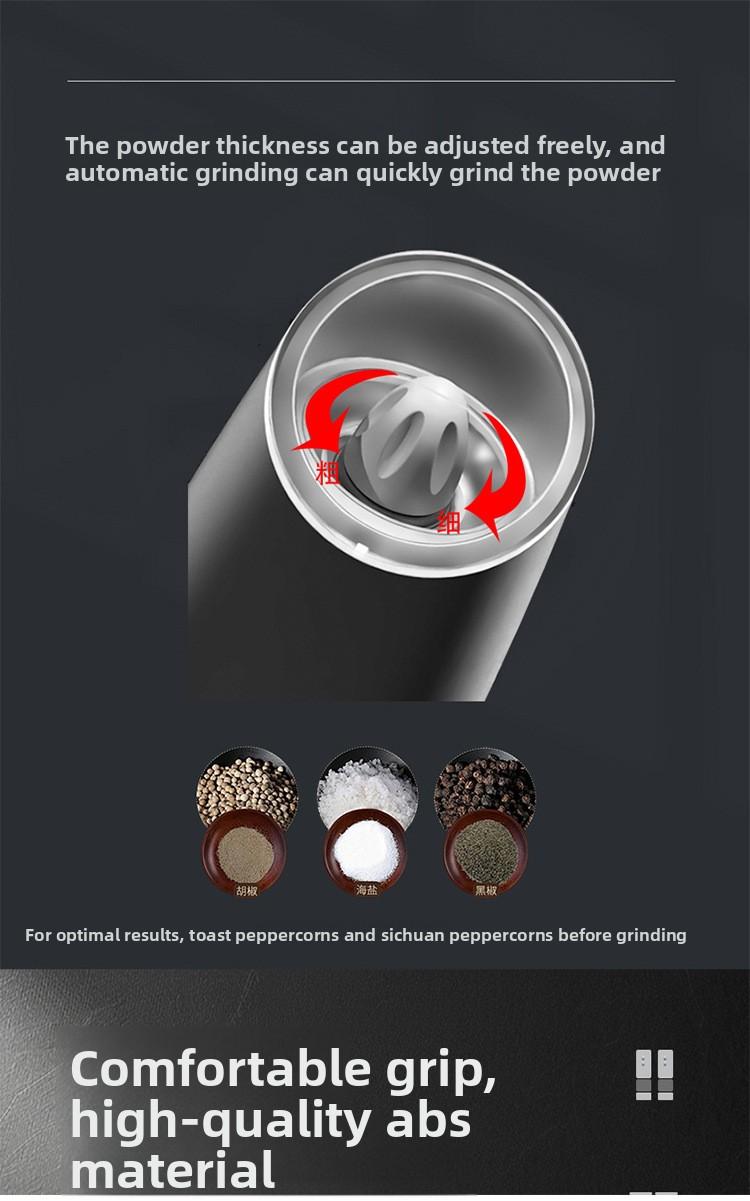 Gravity-sensing pepper mill, hot-selling household and outdoor sea salt & black pepper grinder in stock