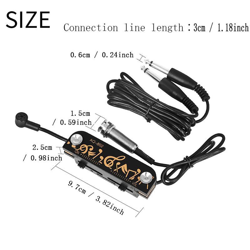 Portable Acoustic Guitar Pickup Magnetic Transducer with Connection Cable Guitar Parts & Accessories