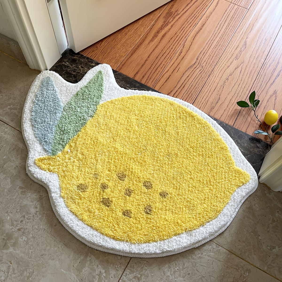 Lemon Fruit Plush - Soft Thick Cushioned with Lemon Slice, Machine Washable Non-Slip Absorbent Carpet Suitable for Bathroom, Bedroom, Kitchen, Entryway - Thick Plush Texture (19.7x24.4 Inch)
