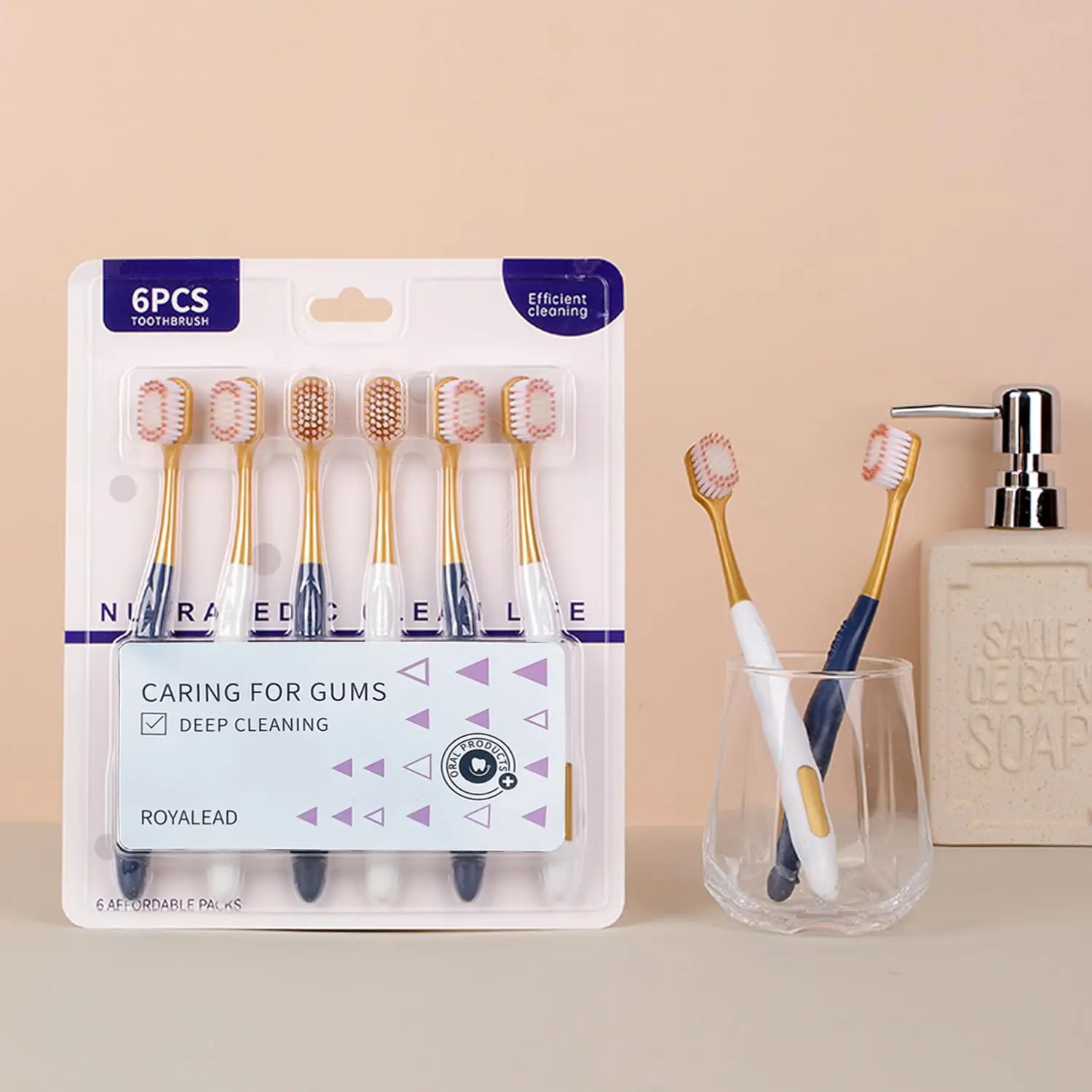 Medium Soft Bristle Toothbrush Set, 6 Portable Brushes for Home and Travel, Daily Oral Care, Comfortable Design