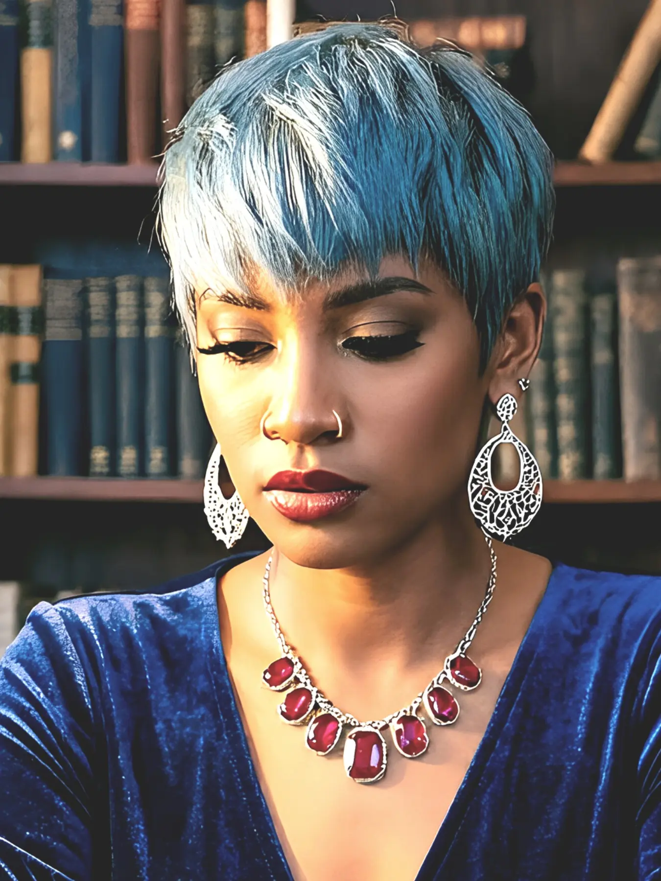 Gray Short Pixie Cut Human Hair Wigs With Bangs Full Machine Made For Women Daily Wear