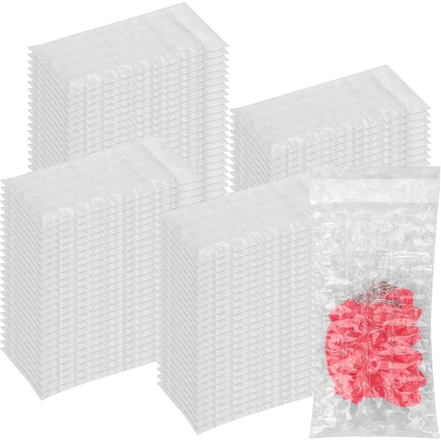 100Pcs Small Bubble Out Bag Pouches 2" x 3.15" Self-Seal Mini Bubble Pouches Cushioning Bags, Double Walled Self-Sealing Protective Wrap Shockproof Foam Bag for Small Business, Shipping, Packing