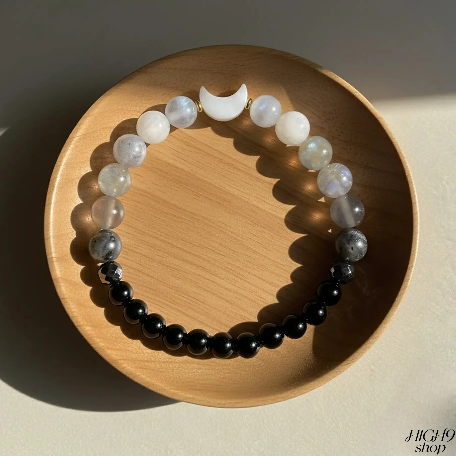 Moon Phase Crystal Beaded Bracelet, Unique Jewelry For Calming Moods, Ideal Thoughtful Gift For Women