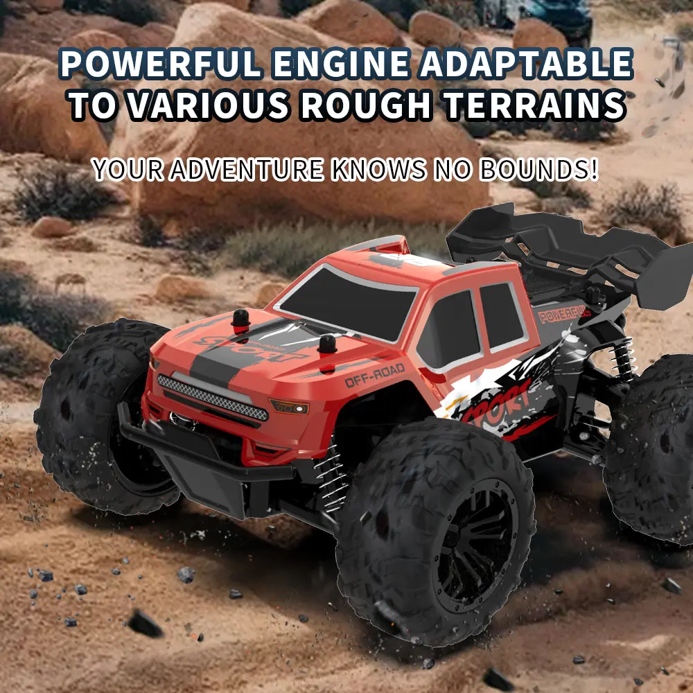 1:20 Scale RC Car 2WD High Speed Off-Road Racing Truck with Bright LED Lights, 2.4GHz Remote Control Buggy Toy for Kids Adults Birthday Gifts fourwheeler