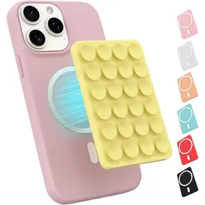 Magnetic Suction Phone Mount for MagSafe Case, Silicone Sticky Phone Grip Holder for iPhone, Removable Hands-Free Selfie/Video for TikTok & Instagram Influencer/Creator (Yellow)