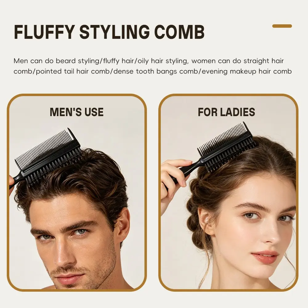 Men's Haircut Comb Set, Thinning Comb with Styling Brush, Easy Oil Head Style, Dual-Use Barber Comb, Home Salon Use, Smooth Texture, Hair Styling Tools