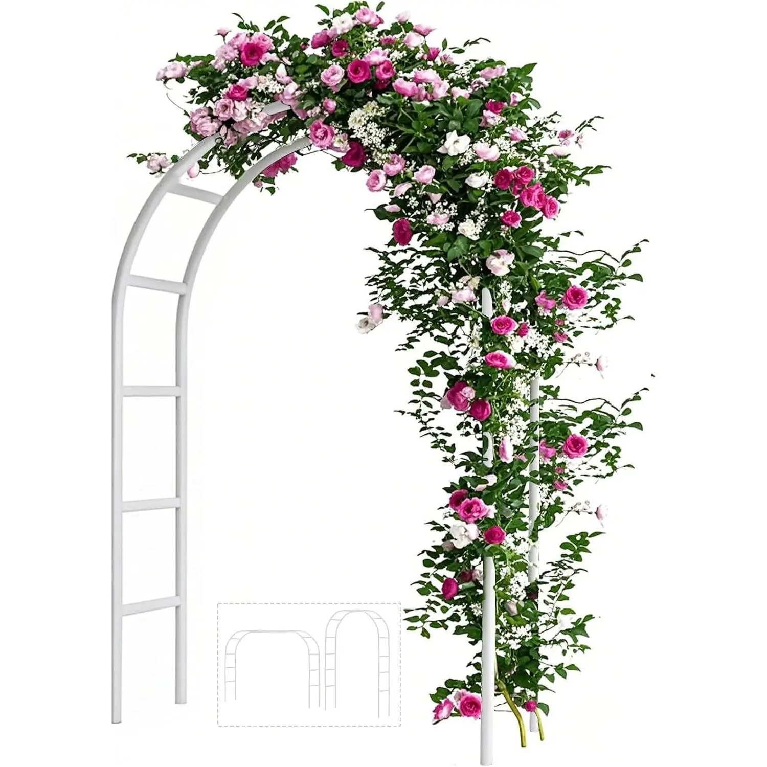 Metal Garden Arch Trellis for Climbing  7.8ft Outdoor Arch Wedding Halloween Christmas Vine Trellis Pumpkin  Assemble Freely 2 Sizes White