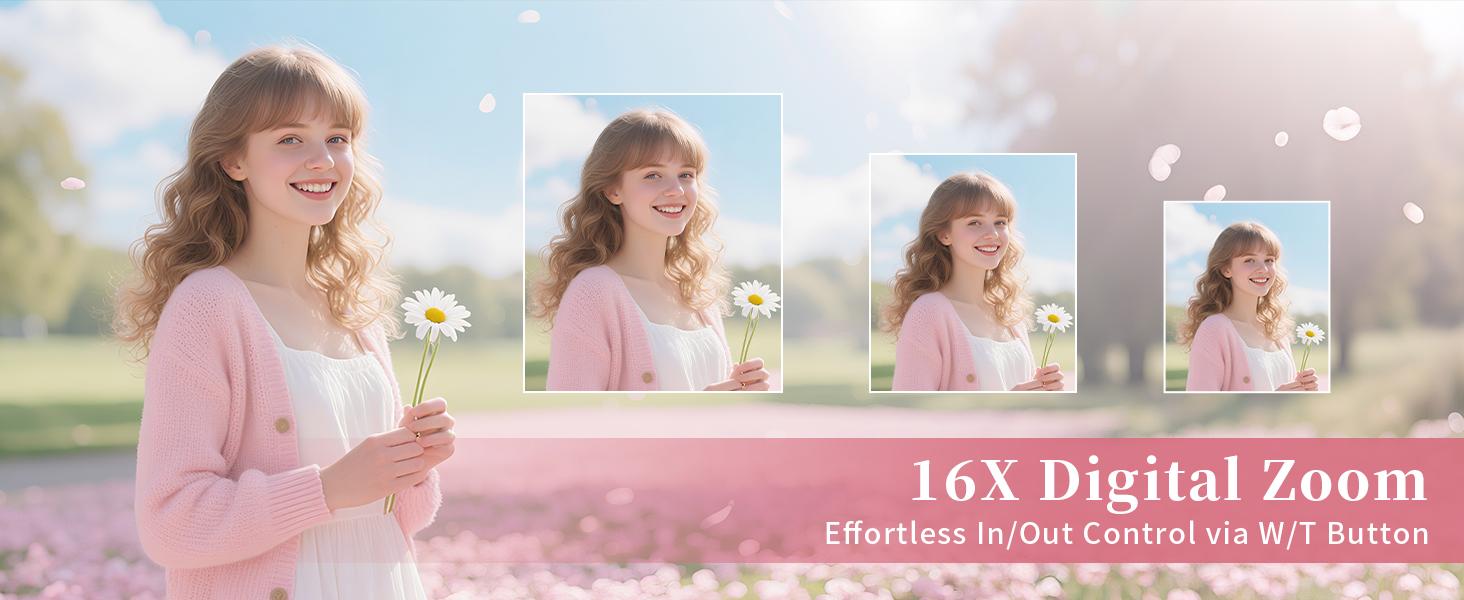 Digital Camera 4K for: 50MP Pink Camera for Photography -16X Zoom Anti-Shake, Date Stamp- Christmas Birthday Gifts for Girls- Compact Camera for 6 7 8 9 10 Year & Up Old Boy Girls