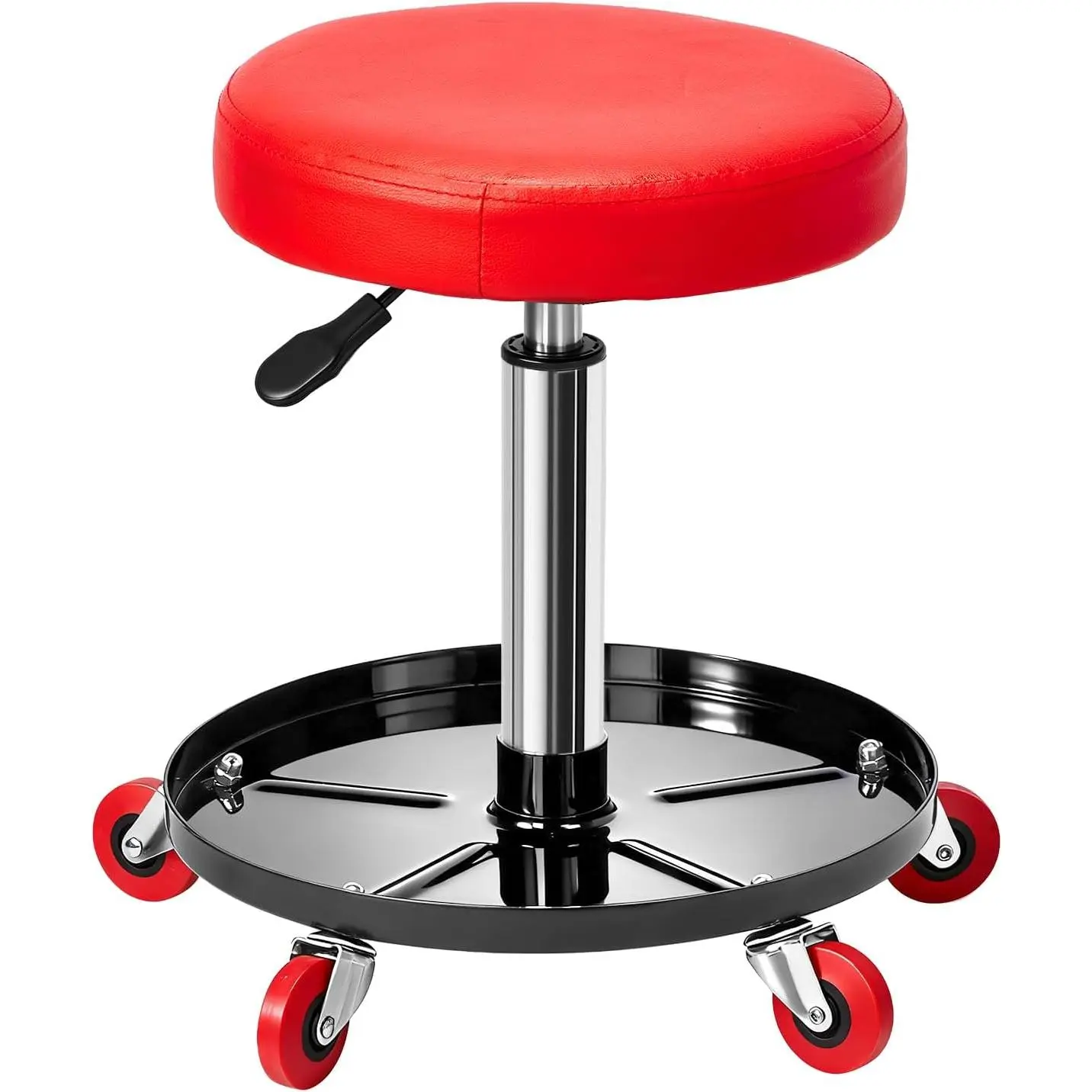 Mechanic Stool,Rolling Garage Seat Adjustable Pneumatic Shop Creeper Seat 300Lbs Mechanic Stool with Wheels and Removable Tool Tray Storage Workshop Chair for Auto Repair
