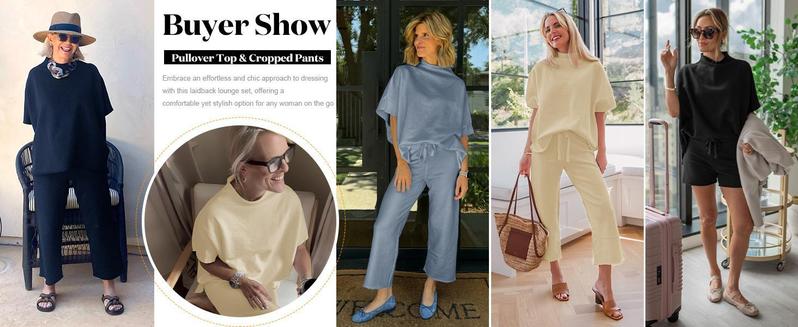 Imily Bela Curve Women's 2025 Plus Size 2 Piece Outfits 3/4 Batwing Sleeve Capelet Crew Neck Pullover Top Wide Leg Pants Lounge Set L-5XL