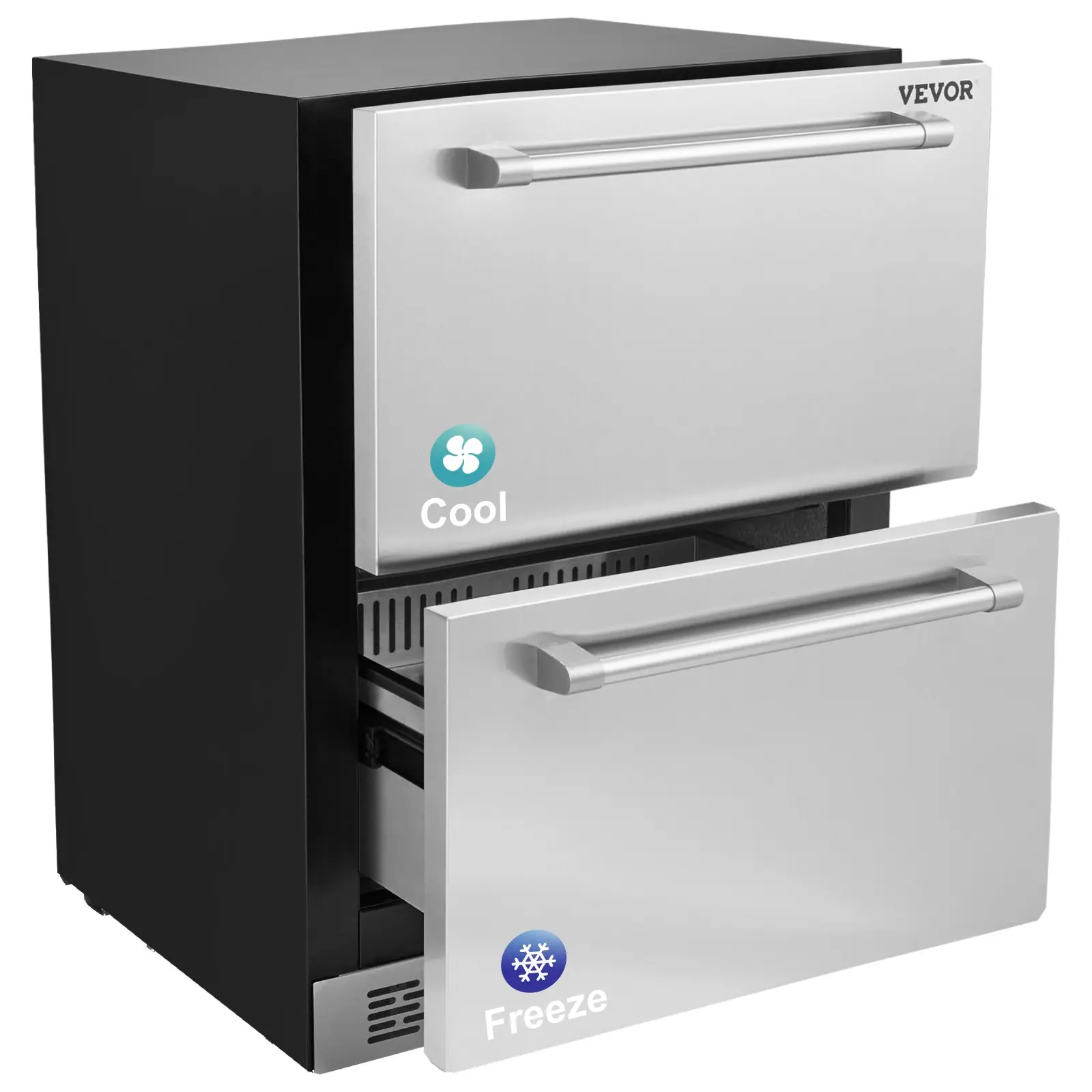 【DealsForYouDays】VEVOR 24 inch Undercounter Refrigerator, 2 Drawer Refrigerator with Different Temperature, 4.87 Cu. ft. Capacity, Waterproof Indoor and Outdoor Under Counter Freezer Fridge for Home and Commercial Use