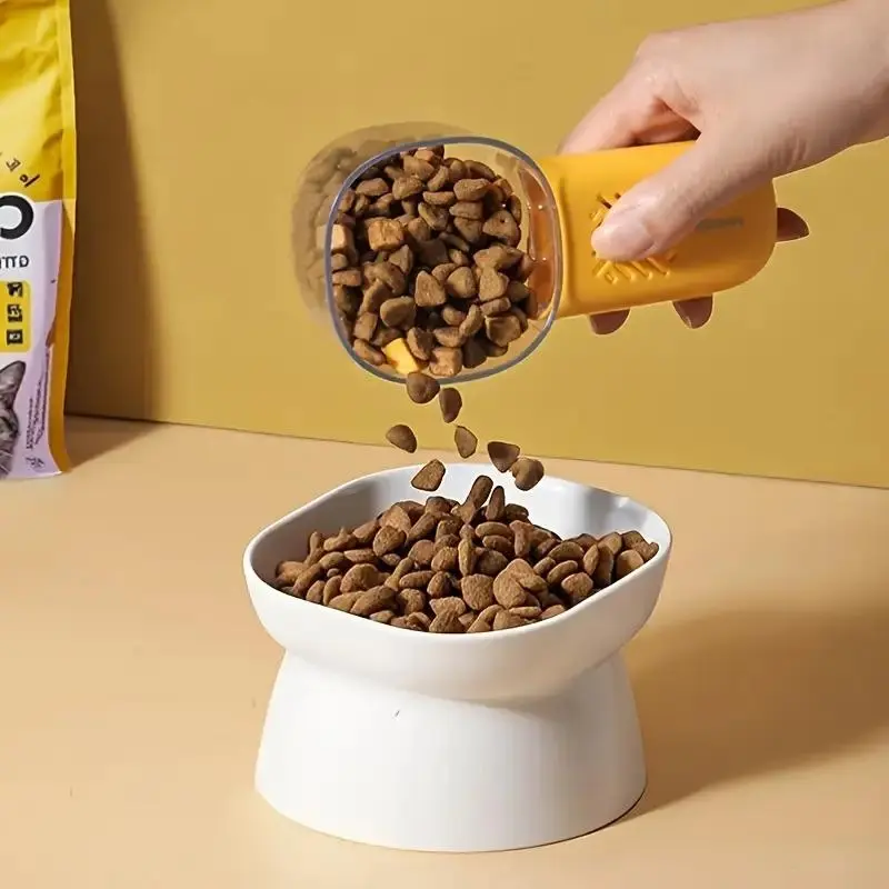 Plastic Cat Food Feeding Spoon with Precise Scale Markings, Portioning & Portion Control Tool for Pet Owners, Random Color