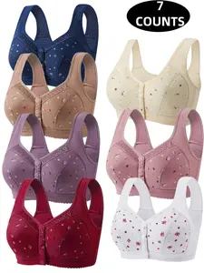 Women's Wireless Lace Floral Bra Set, Comfortable Breathable Push-Up Bras, Medium Support, Full Coverage, All Seasons