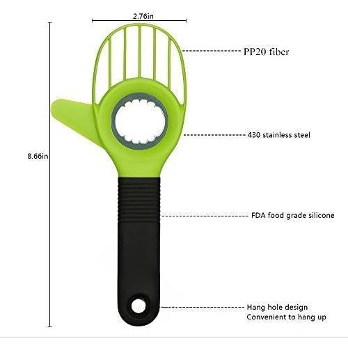 3 in 1 Avocado Slicer Tool and Saver Keeper,Avocado Pit Remover and  as  peeler scoop with Comfort-Grip Handle (Green-(Slicer+Saver))