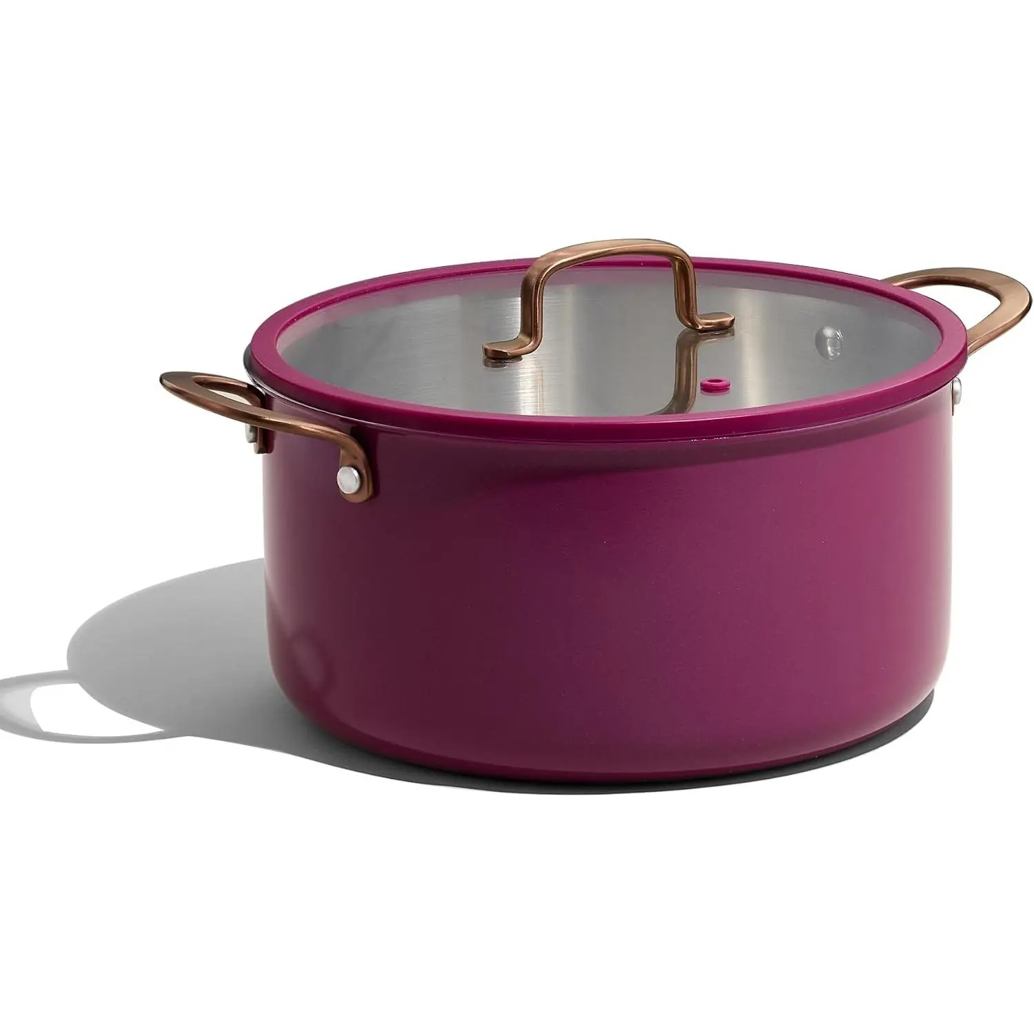 8QT Full-Clad Tri-Ply Stainless Steel Stock Pot with Lid, Purple Kitchen Cookware, Outer Ceramic Layer, Even Heating, All Stoves Compatible, Oven & Dishwasher Safe, Stay-Cool Handle