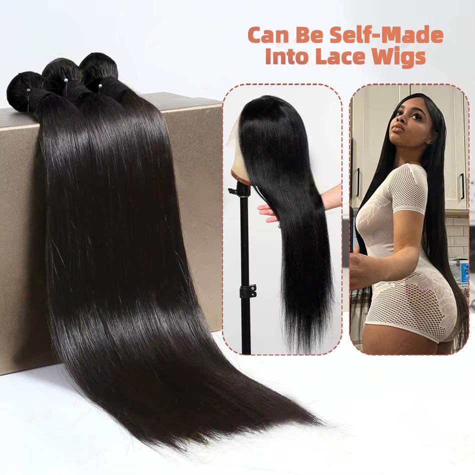 18 36 Inch Raw Virgin Unprocessed  Human Hair Extensions 12A Bone Straight 1 2 3 4 Bundles Double Weft Bulk Braiding Hair