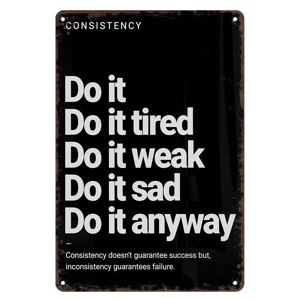 8"×12" Lightweight Aluminium Rustic Distressed Wall Plaque, Motivational Vintage-Quirky Home Decor Sign for Entrepreneurs, Home Office Decoration & Housewarming Gift