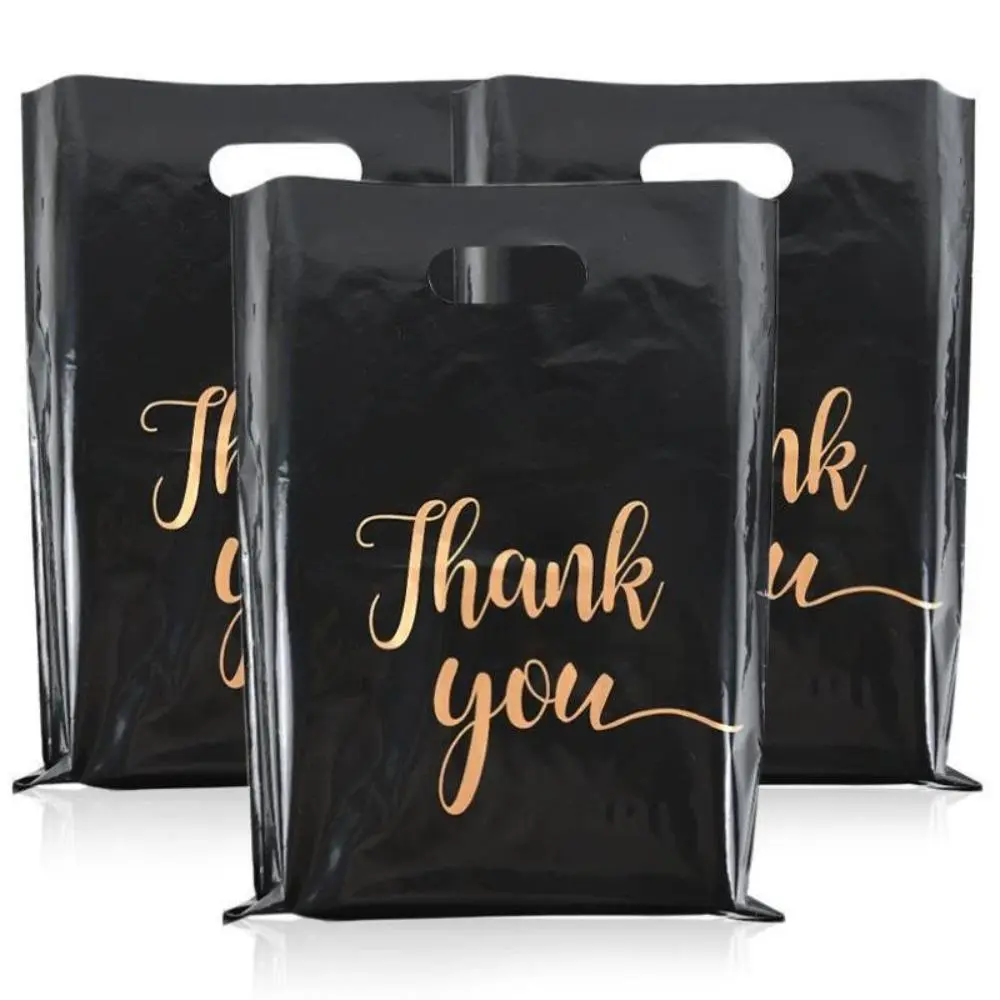 2026 New Thank You Letter Pattern Handheld Plastic Gift Bags, Creative Flat Pocket Treat Bags, Multi-Occasion Gift Packaging Pouches for Wedding, Birthday Party & Graduation Gift Wrapping