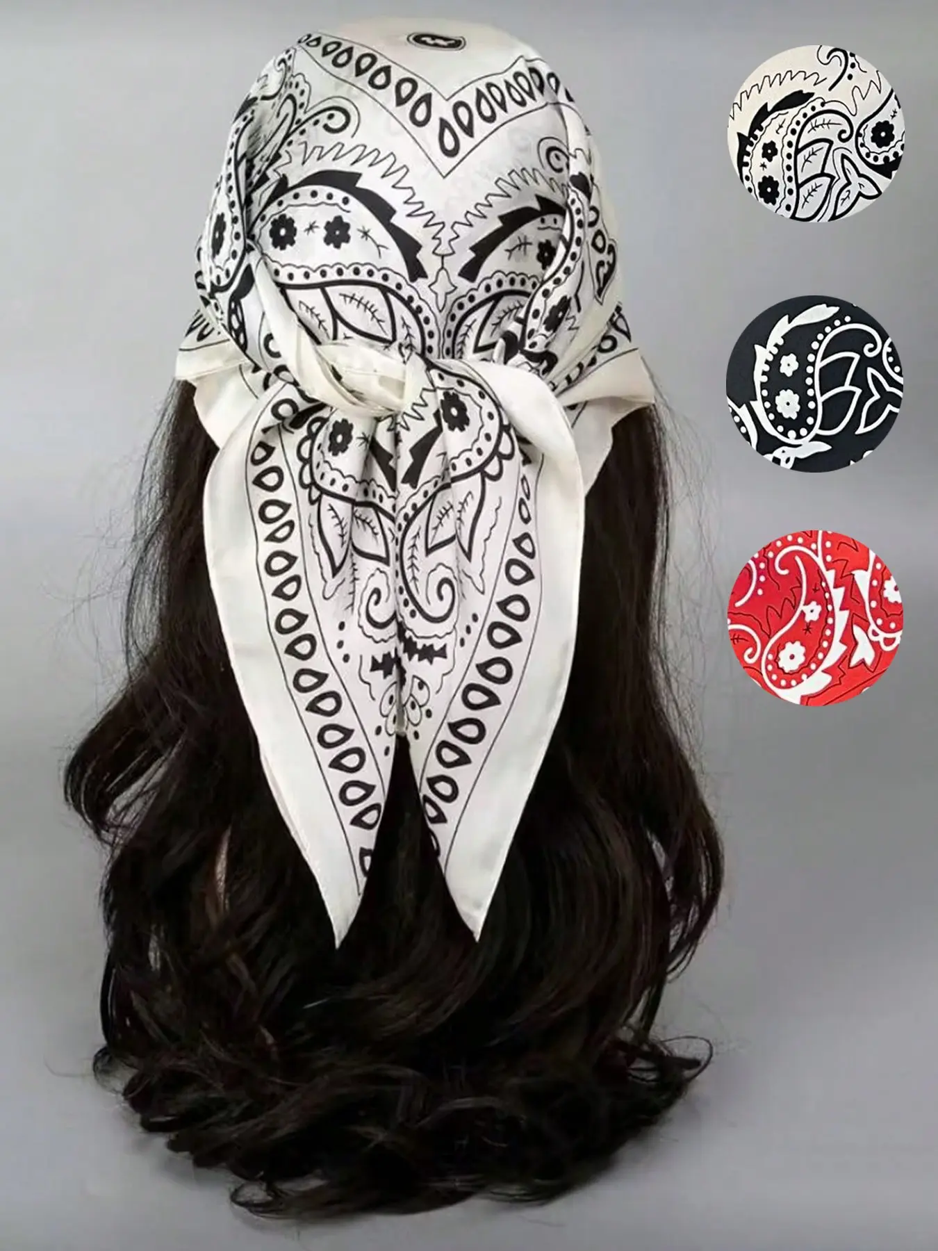 Classic Paisley Bandana Silk Scarf for Women, Smooth Fabric Headscarf Wrap Accessory, Perfect for Daily Use, Fitted Style