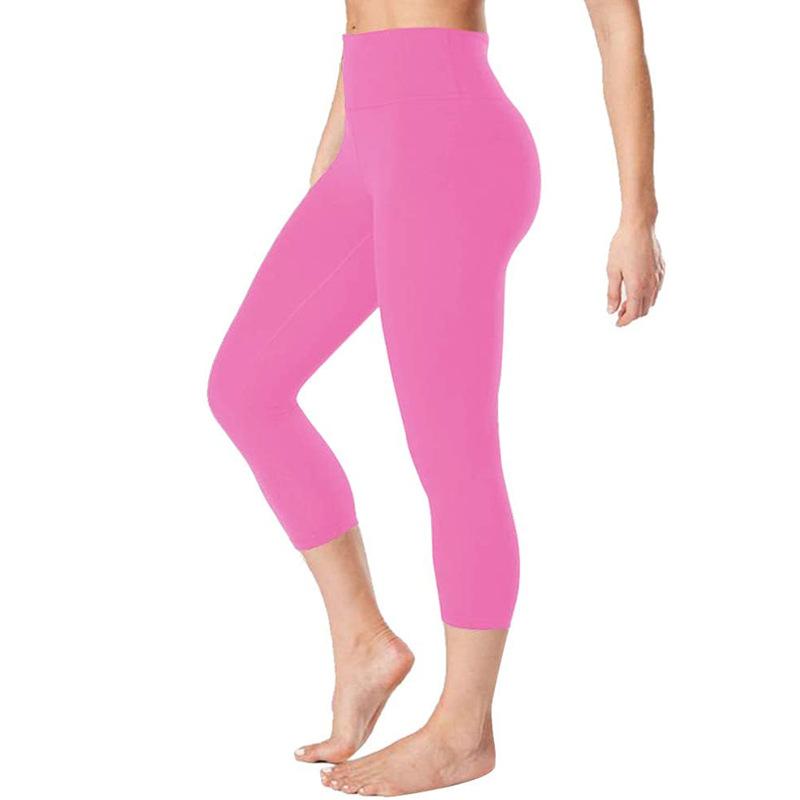 High Waisted Yoga Capris Butt Lift Tummy Control Quick Dry Slim Fit Workout Athletic Leggings