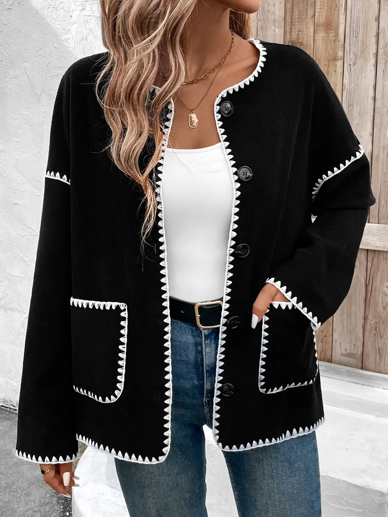 Women's Fashion Leopard Print Fleece Jacket, Loose-Fit Street Style Outerwear, Fall & Winter Trendy Coat, Slimming and Versatile Design