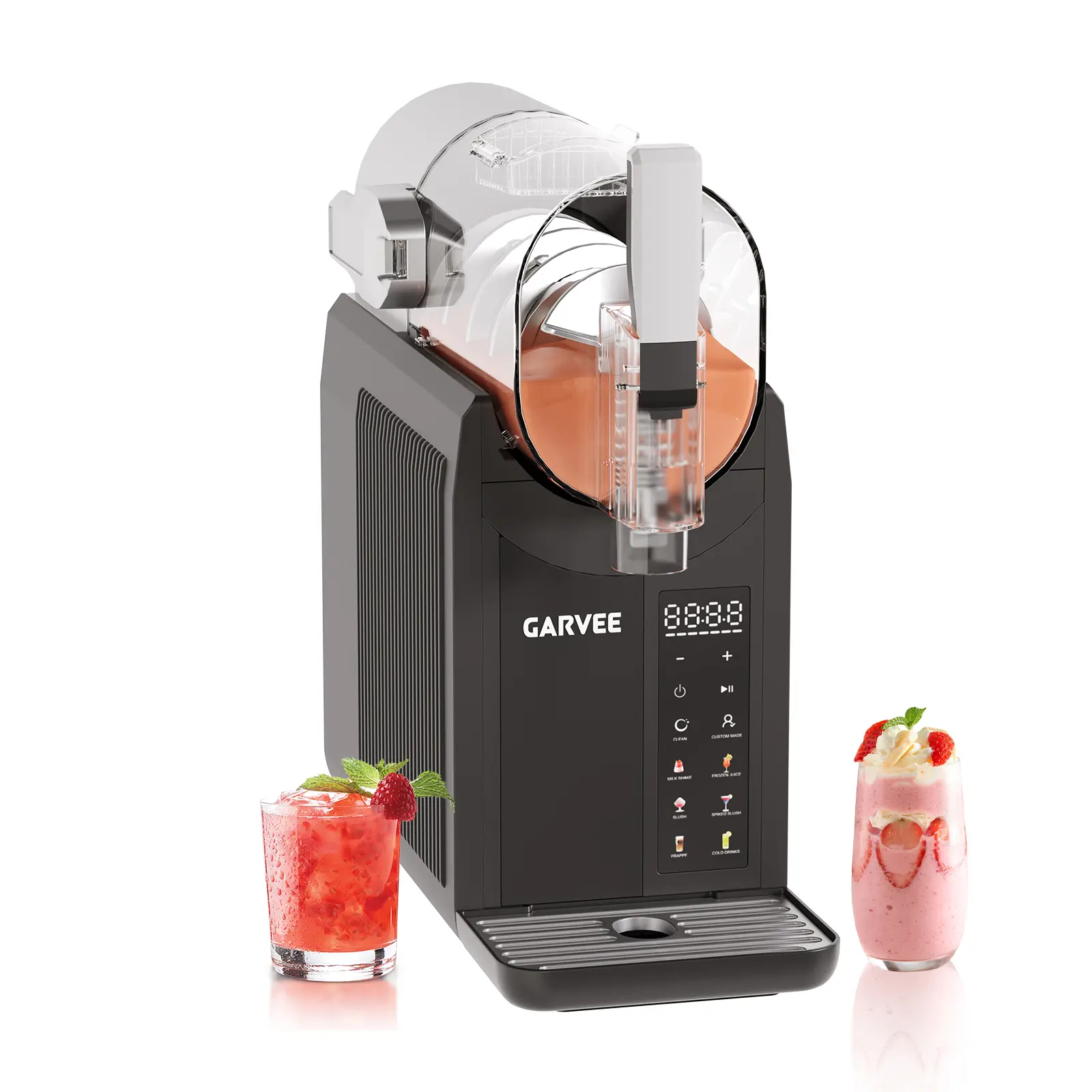 6-in-1 Eismaschine & Slushie Maker 2L – 7 Programme – Automatische Reinigung – Gewerbliche Qualität – Für Milchshakes, Frappé, Cocktails, Wein – Farbe: Schwarz
