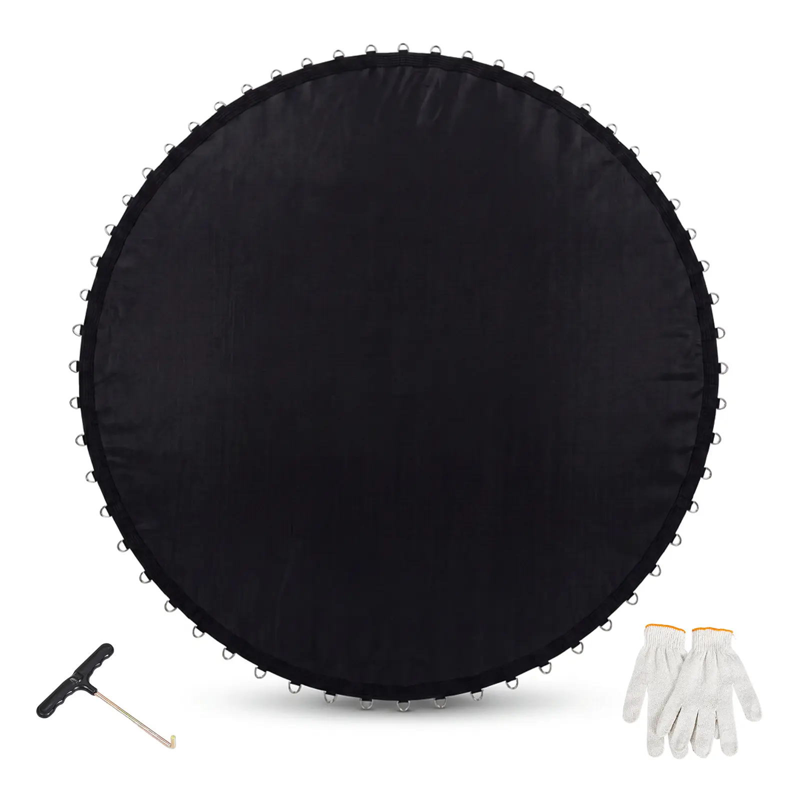 Heavy-Duty Trampoline Mat Replacement for 12ft Round Frames, 72 V-Hooks, Fits 5.5 in Springs, Pull Hook Set & Gloves Included, Springs Not Included - USA/Canada Spec, Fits 5.5 Springs