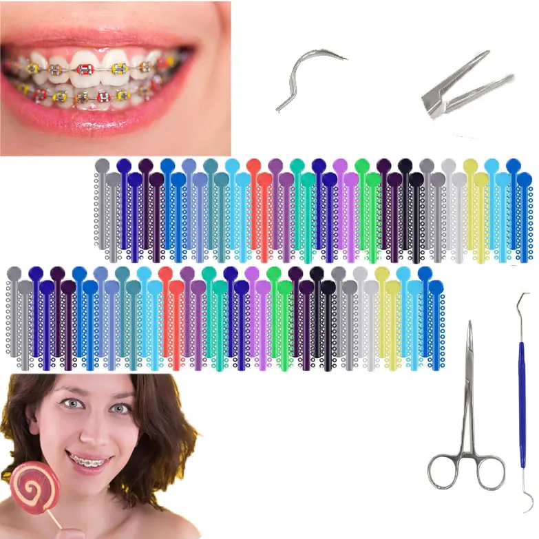 2080 Pieces Multi-Color Orthodontic Ligatures with DIY Tools, Braces Rubber Band Tool Set, At Home Braces Color Changing Orthodontic Ligature Ties Kit for Teens & Adults