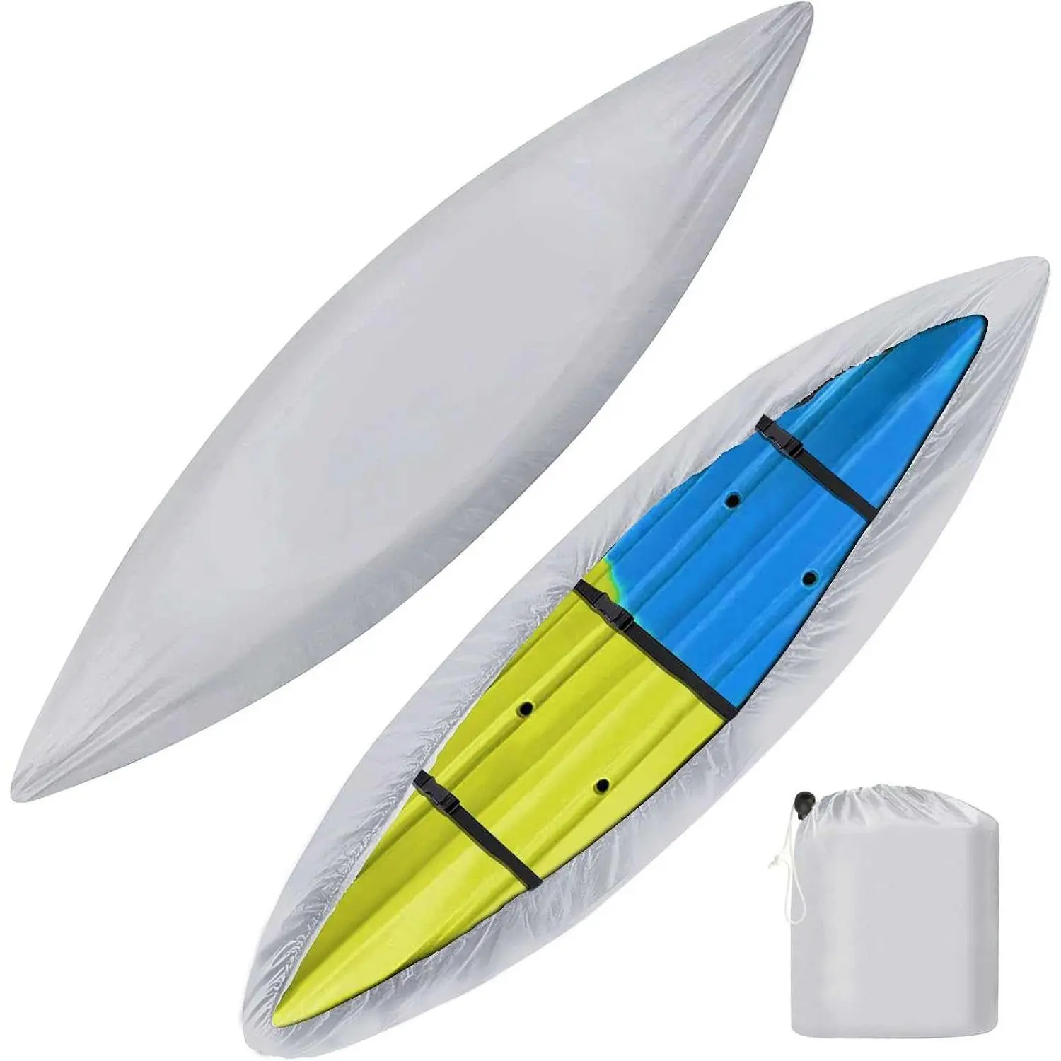 iCOVER Kayak Cover, Waterproof Kayak Covers for Outdoor Storage, Heavy Duty Canoe Dust Storage Cover, UV Resistant Fishing Boat Cover for 16 DL260808C27