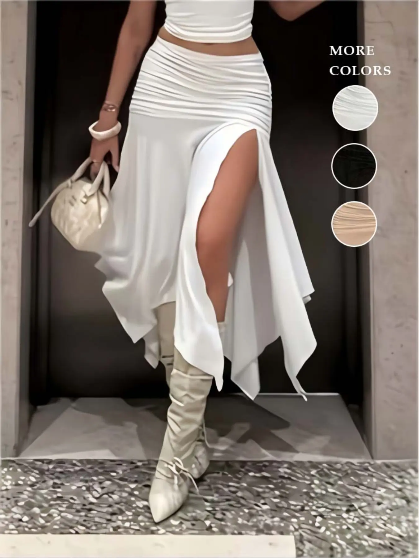 Elegant Slim-Fit High-Waist Midi Skirt, Sexy Summer Stretchy Kint Fabric, Perfect for Casual & Party Wear, Stylish Chic Women's Clothing