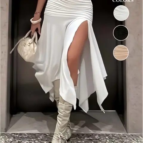 Elegant Slim-Fit High-Waist Midi Skirt, Sexy Summer Stretchy Kint Fabric, Perfect for Casual & Party Wear, Stylish Chic Women's Clothing