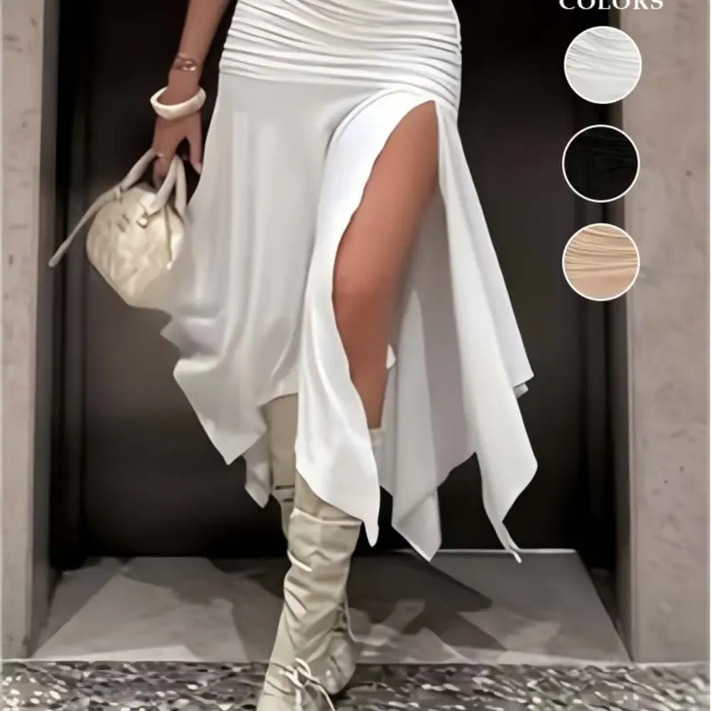 Elegant Slim-Fit High-Waist Midi Skirt, Sexy Summer Stretchy Kint Fabric, Perfect for Casual & Party Wear, Stylish Chic Women's Clothing