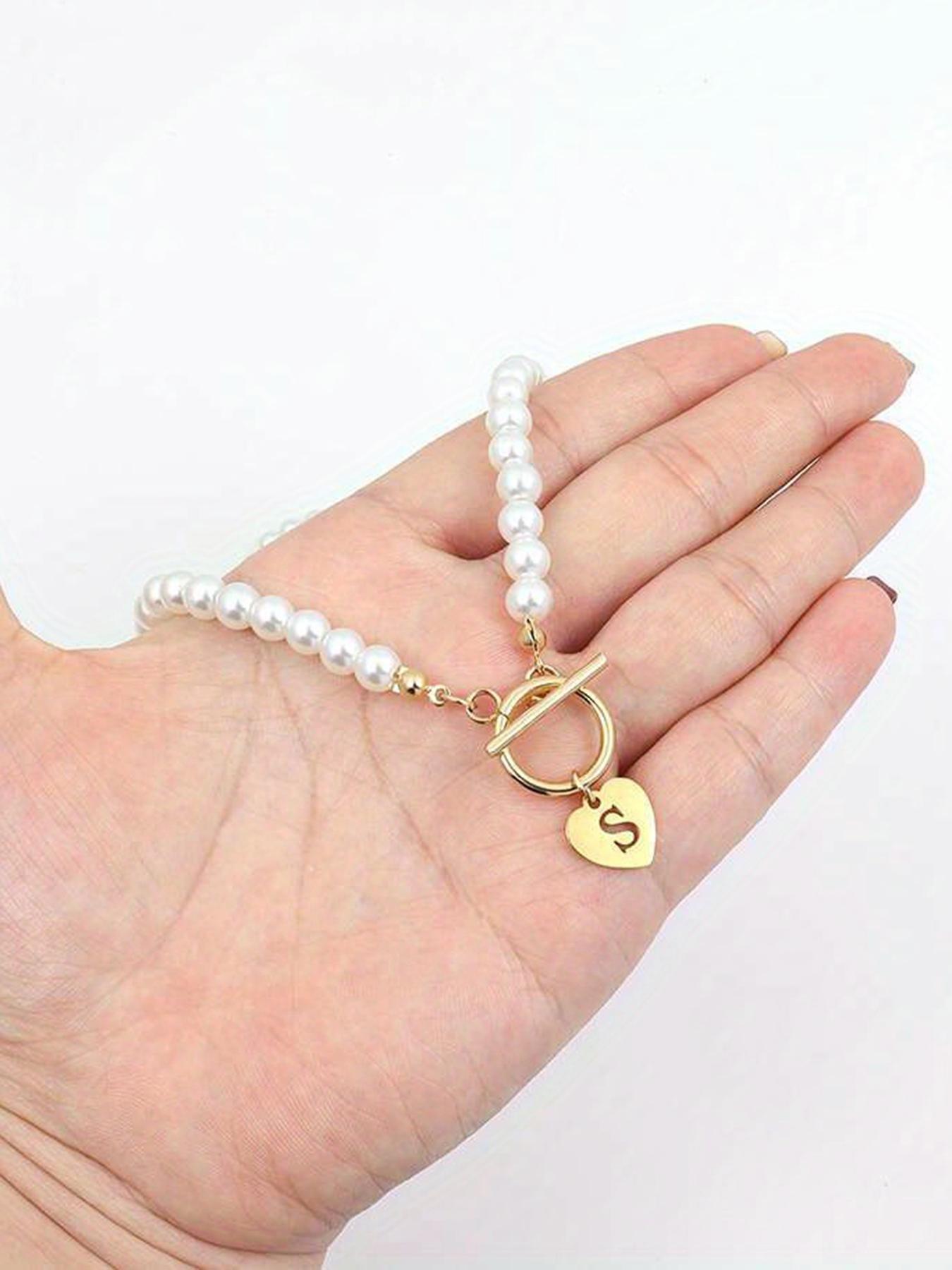 Heart Initial Pendant Necklace with OT Buckle, Stainless Steel Chain Necklace for Women, Elegant Fashion Jewelry for Party, Daily Accessory, Trendy All-match & Exquisite Jewelry for Birthday Gift