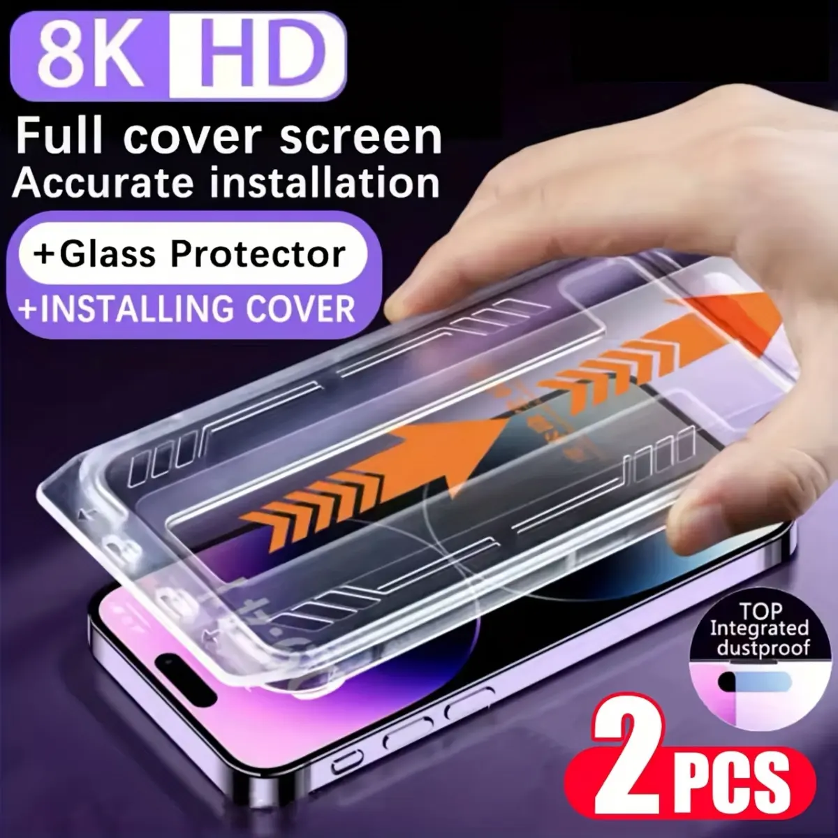 Smartphone Screen Protector Accessories, 2-Piece Ultra-High-Definition Glossy Tempered Protective Film for iPhone 17 Pro Max/17 Air/16/15/14/13/12, 1-Click Application, Full Coverage, Edge Protection, Anti-Fingerprint, Shatterproof, Includes Tools, Cellph