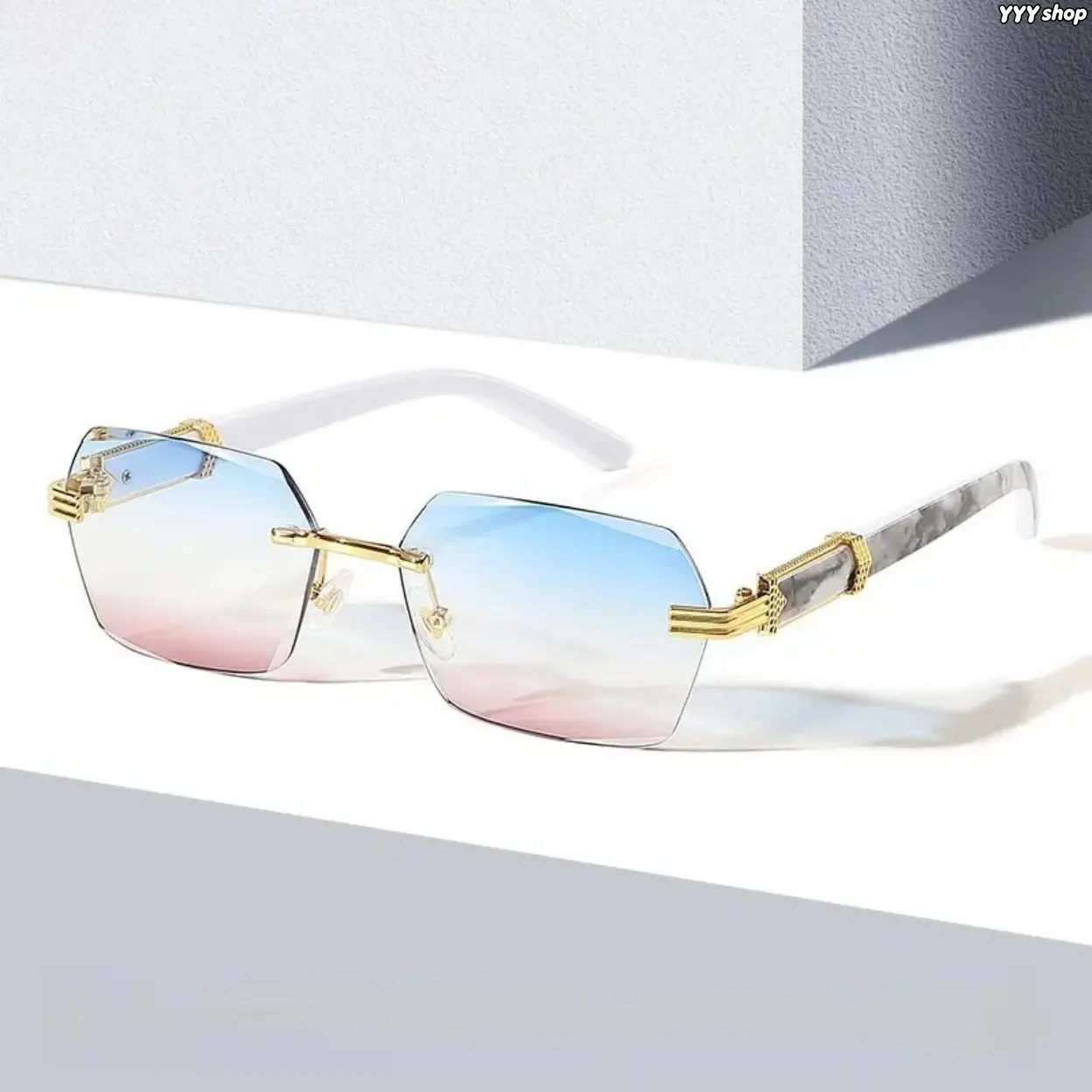 2026 new Unisex Rimless Cut-Edge Sunglasses, Slim Metal Frame With Fashion Gradient Lenses, UV400 Full Ultraviolet Protection Sports Eyewear For Men & Women Daily Wear, Street Style And All Outdoor Activities,summervibes