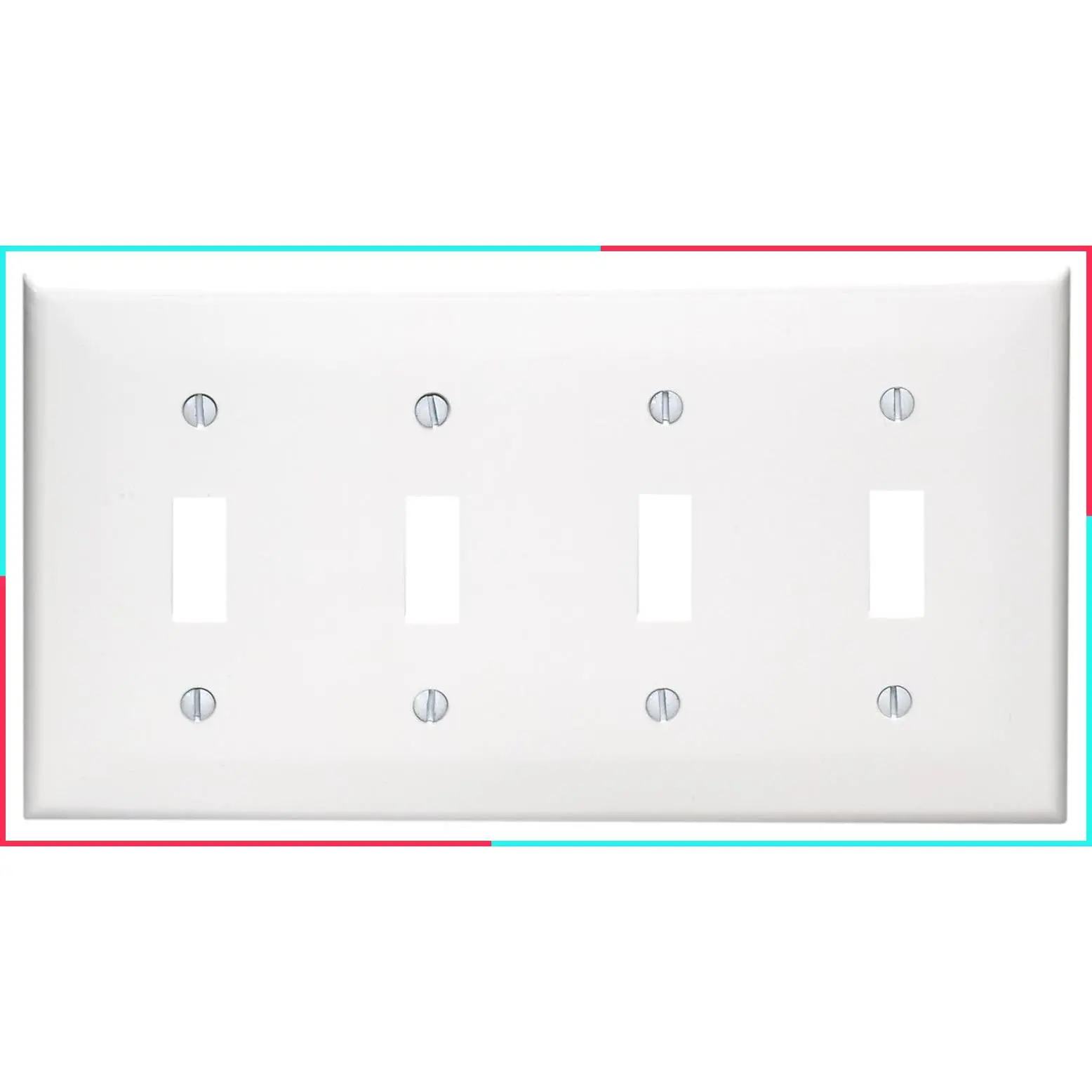 4-Gang Toggle Switch Wallplate, Standard Size, Thermoplastic Nylon, White