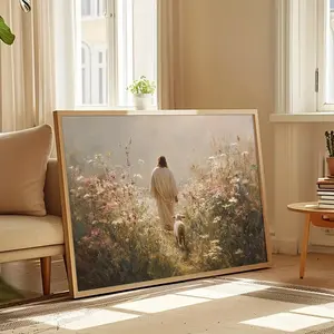 Unframed Jesus Good Shepherd Wall Art Canvas Print | Christian Faith Decor for Home & Church corridor bedroom office white interior kitchen decoration poster printable large newspaper sport room