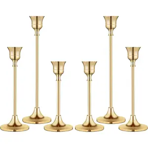 Vintage Gold Brass Taper Candlestick Holders Candelabra for Fireplace Party Dining Home