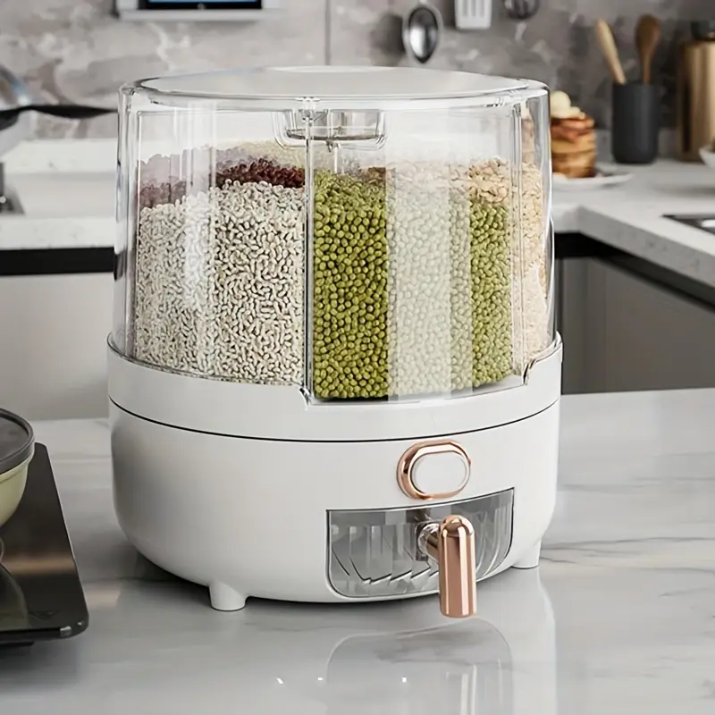 Rotatable Grain Storage Box, Large Capacity Rice Bucket, Moisture-Proof Insect-Resistant Sealed Container, Kitchen Food Storage Jar, Food Storage Containers