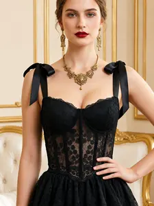 Women's Lace Corset Top, Adjustable Straps, Fashionable Chic Body Shaping Vest, Perfect for Layering, New Year Party, Valentine's Day, Graduation, Shapewear, Underwear, Womenswear