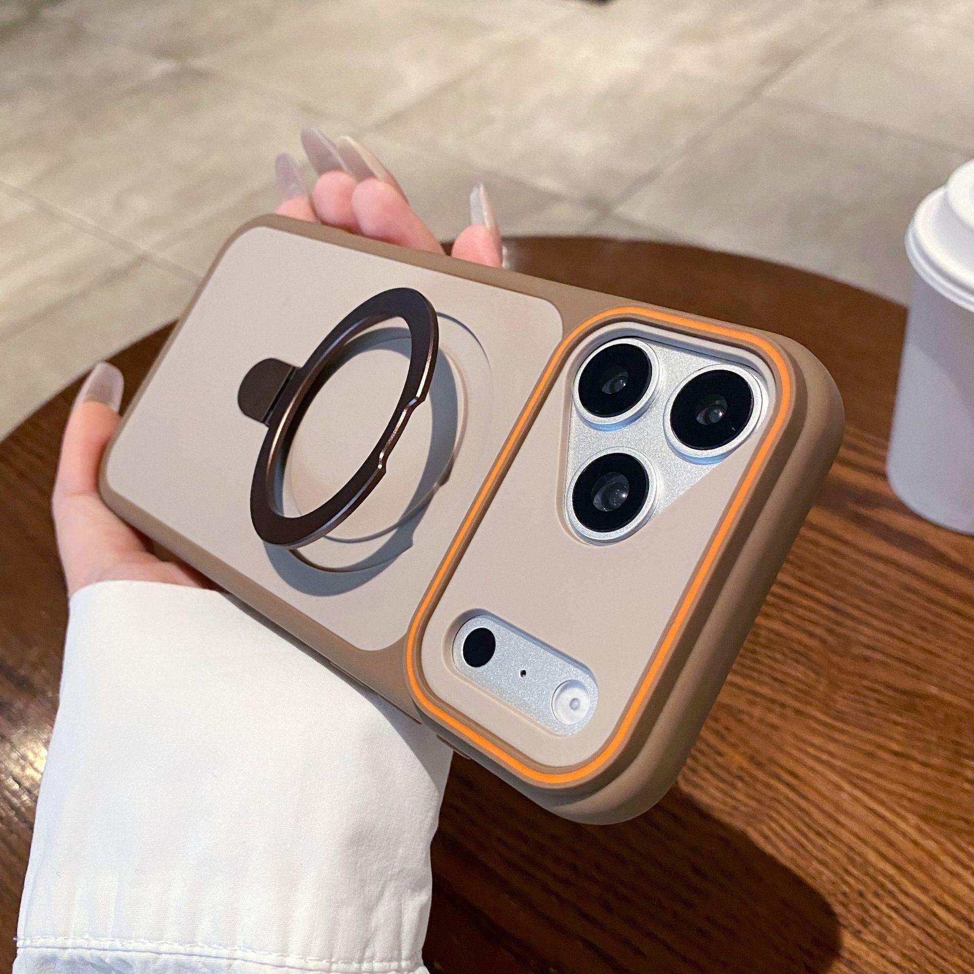 Dual-color Phantom Stand Case for Apple 17 Pro Max, iPhone 16 Pro Max Magnetic Charging 15 Protective Cover