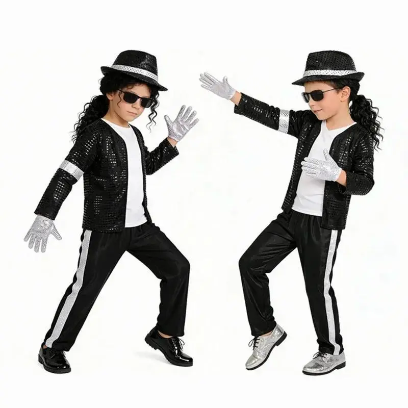 2026 Michael Jackson Kid Clothes Halloween Cosplay Birthday Party Dance Children's Costume Pop Rock Superstar Boys Girls Outfits